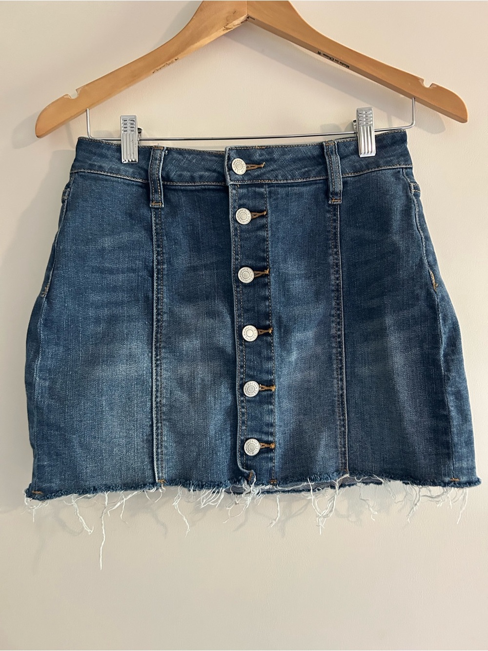 PacSun Size 25 Dark Blue Button-Front Denim Mini Skirt